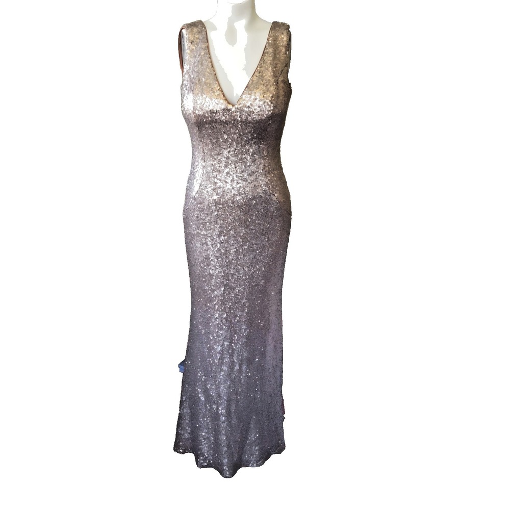 PRONOVIAS San Patrick Barcelona Rose Gold Sequin Mermaid Gown Train Back Size 6